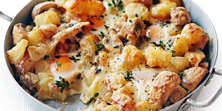 Patate të pjekura me vezë