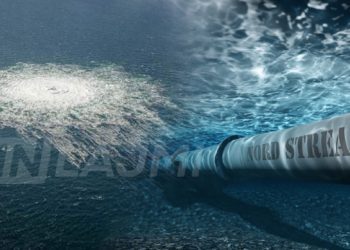 Mbi sipërfaqen e Detit Baltik shihet sasi e madhe e gazit që po del nga gazsjellësi i dëmtuar