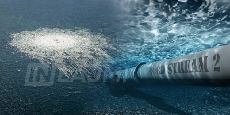 Mbi sipërfaqen e Detit Baltik shihet sasi e madhe e gazit që po del nga gazsjellësi i dëmtuar