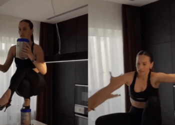 Një influencuese ruse theu shpinën pasi u përpoq të bënte një trend duke qëndruar me taka mbi një kavanoz