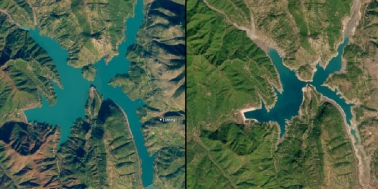 Po thahet liqeni që furnizon Athinën me ujë, publikohen pamjet nga sateliti